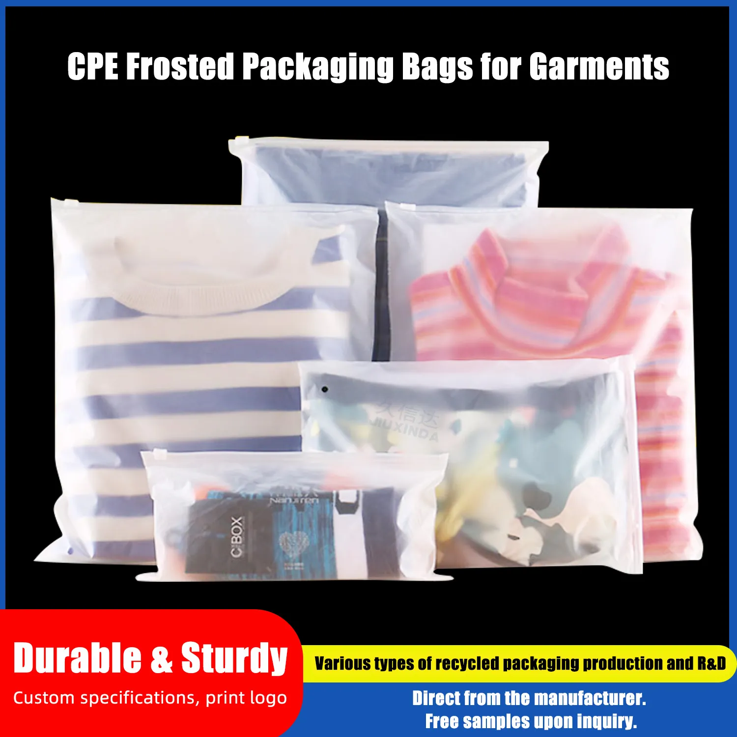 Clothing packaging CPE zipper packaging bag