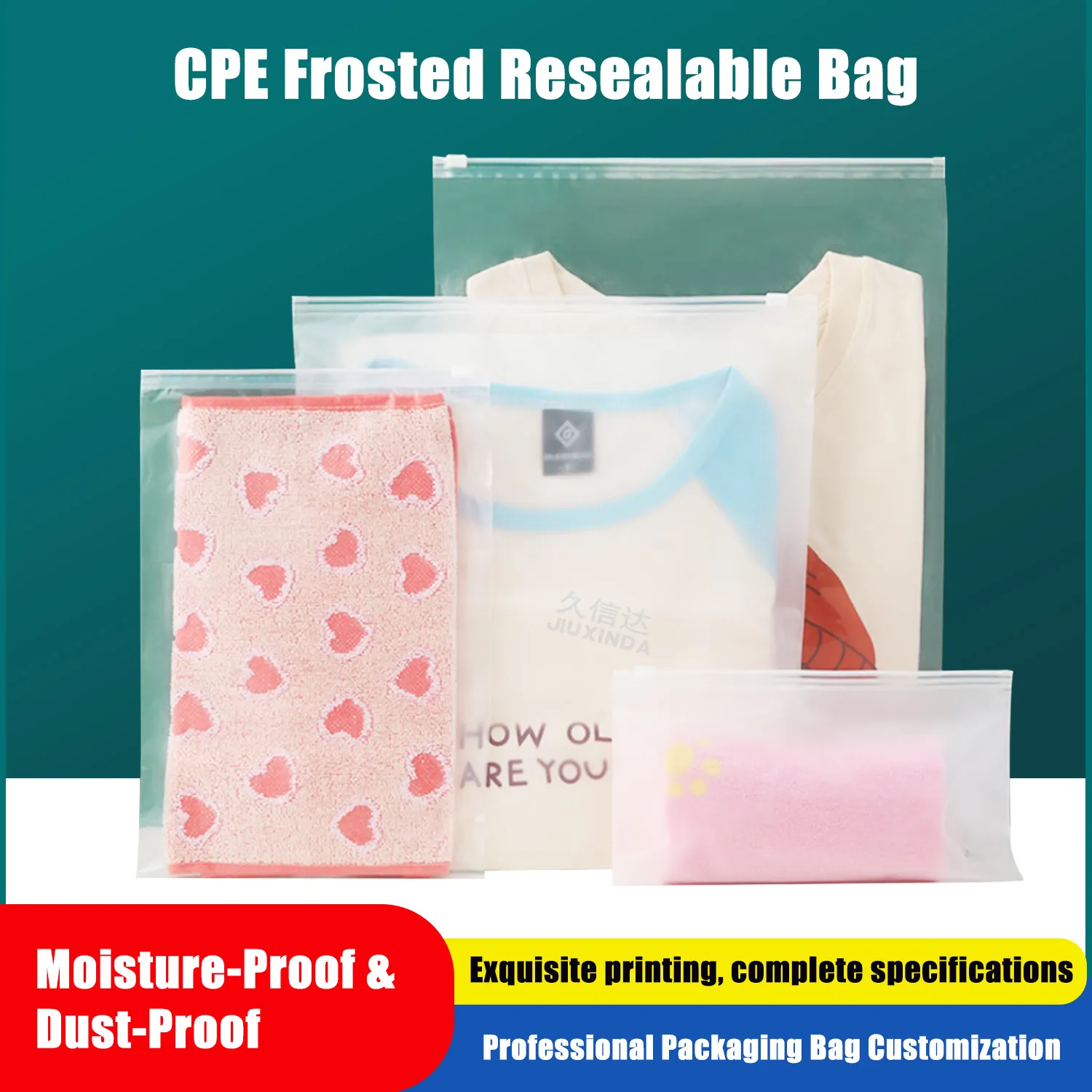 Clothing packaging CPE zipper packaging bag