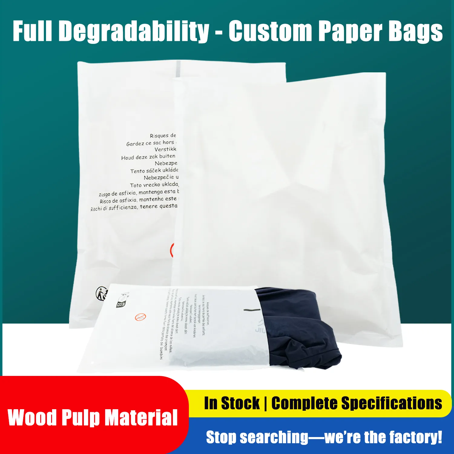 Underwear packaging in glassine paper bags