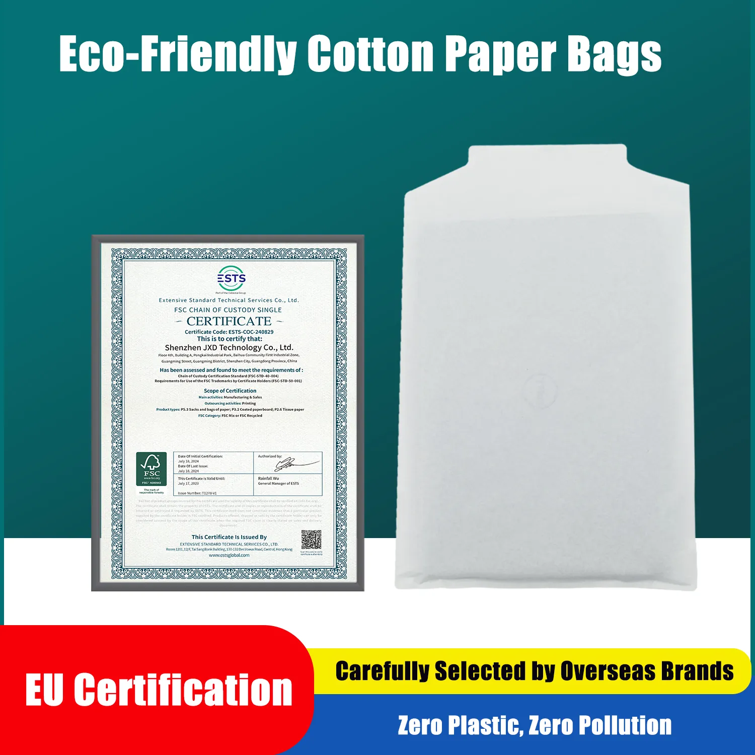 Customized eco-friendly cotton paper bags for laptop packaging