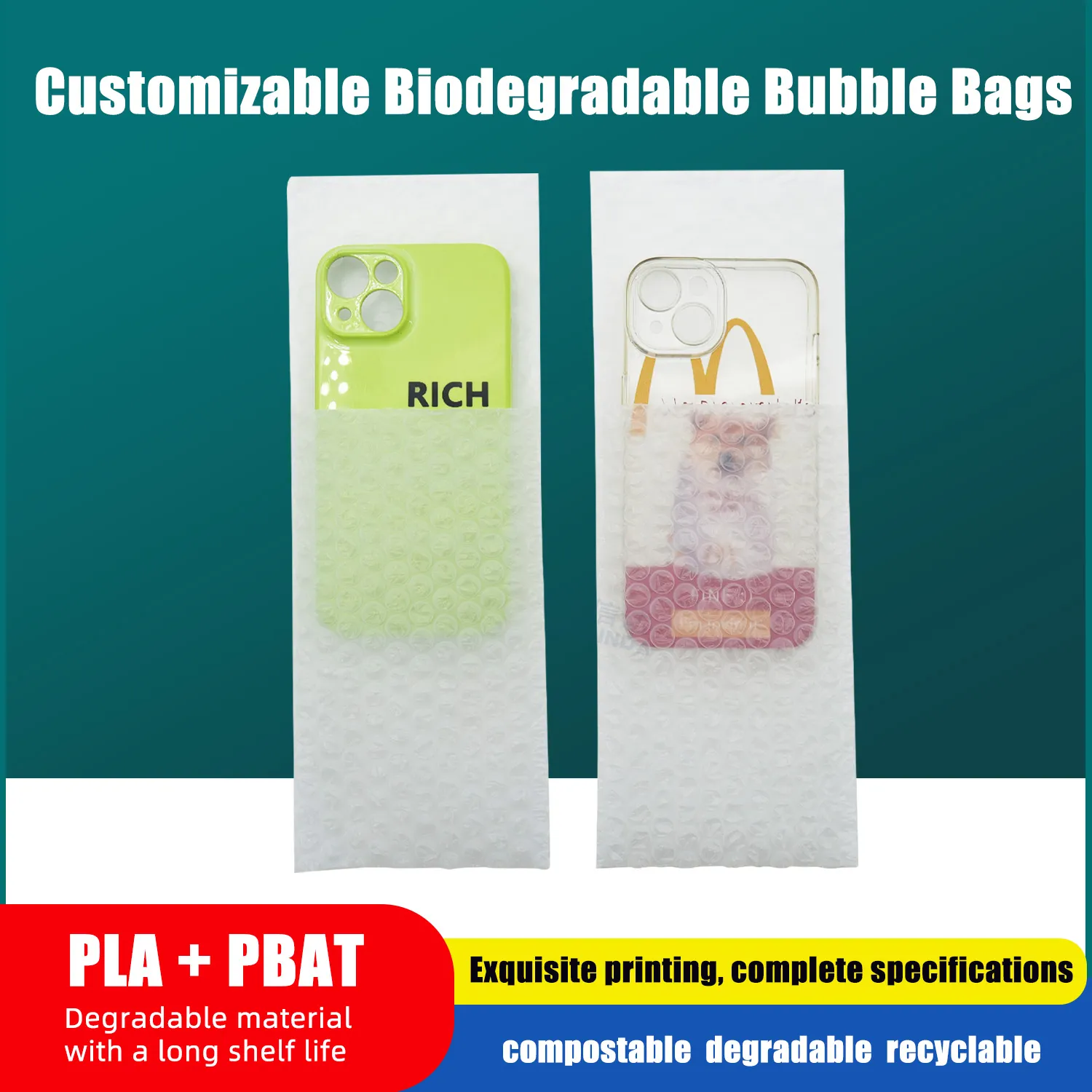 Degradable bubble bags for mobile phone case packaging