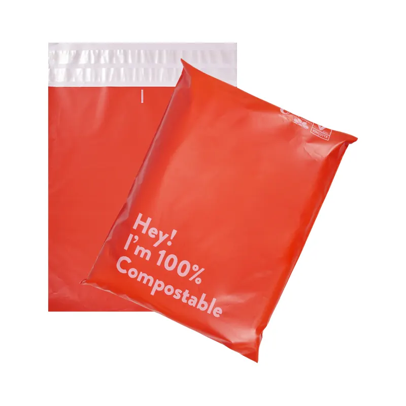 Vibrant Red Biodegradable Mailing Bags Strong Dual Self Seal Waterproof Protection for Soft Goods
