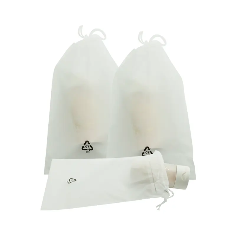 Professional Beauty Packaging CPE Drawstring Bags with Ventilation Holes for Cosmetic Protection