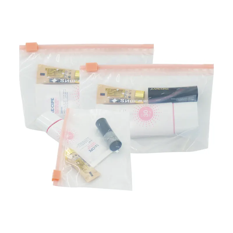 GRS Certified Recycled PE Zipper Bags for Cosmetics Self Standing