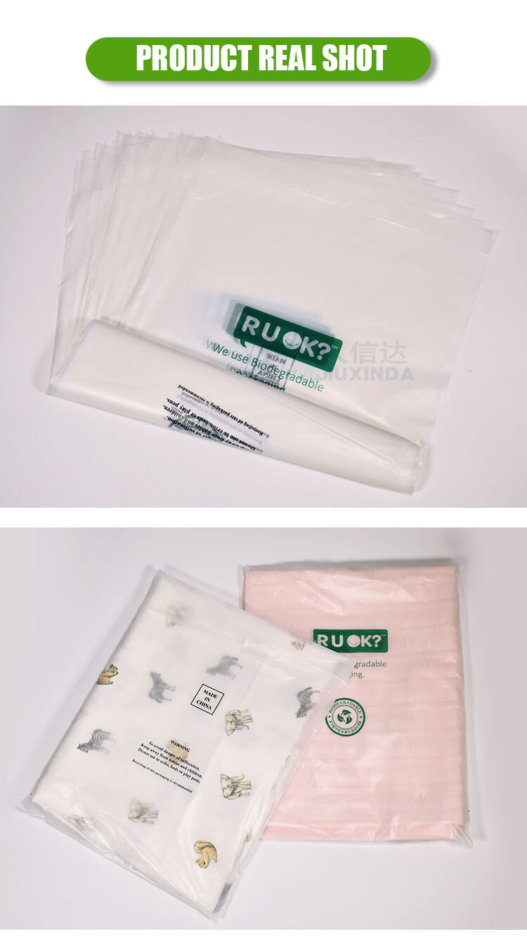 Biodegradable clothing ziplock packaging bags