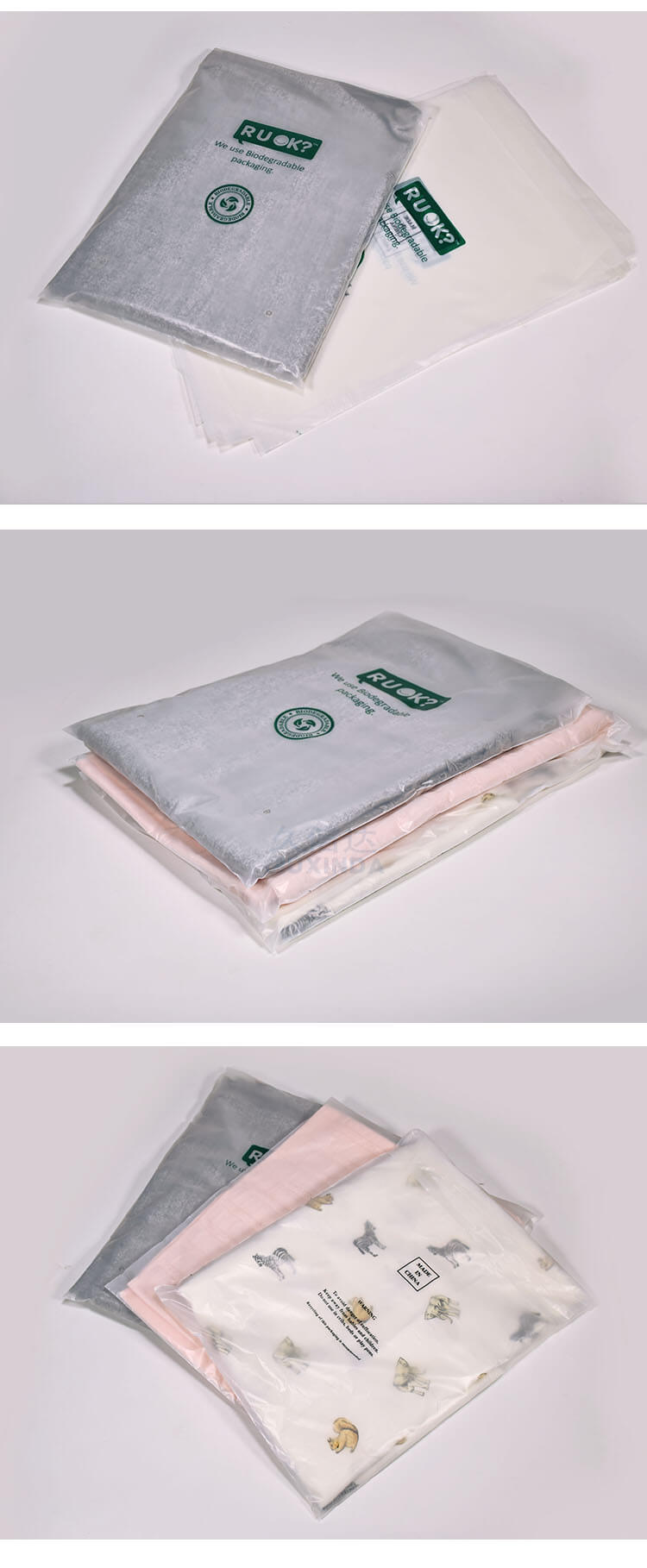 Biodegradable clothing ziplock packaging bags