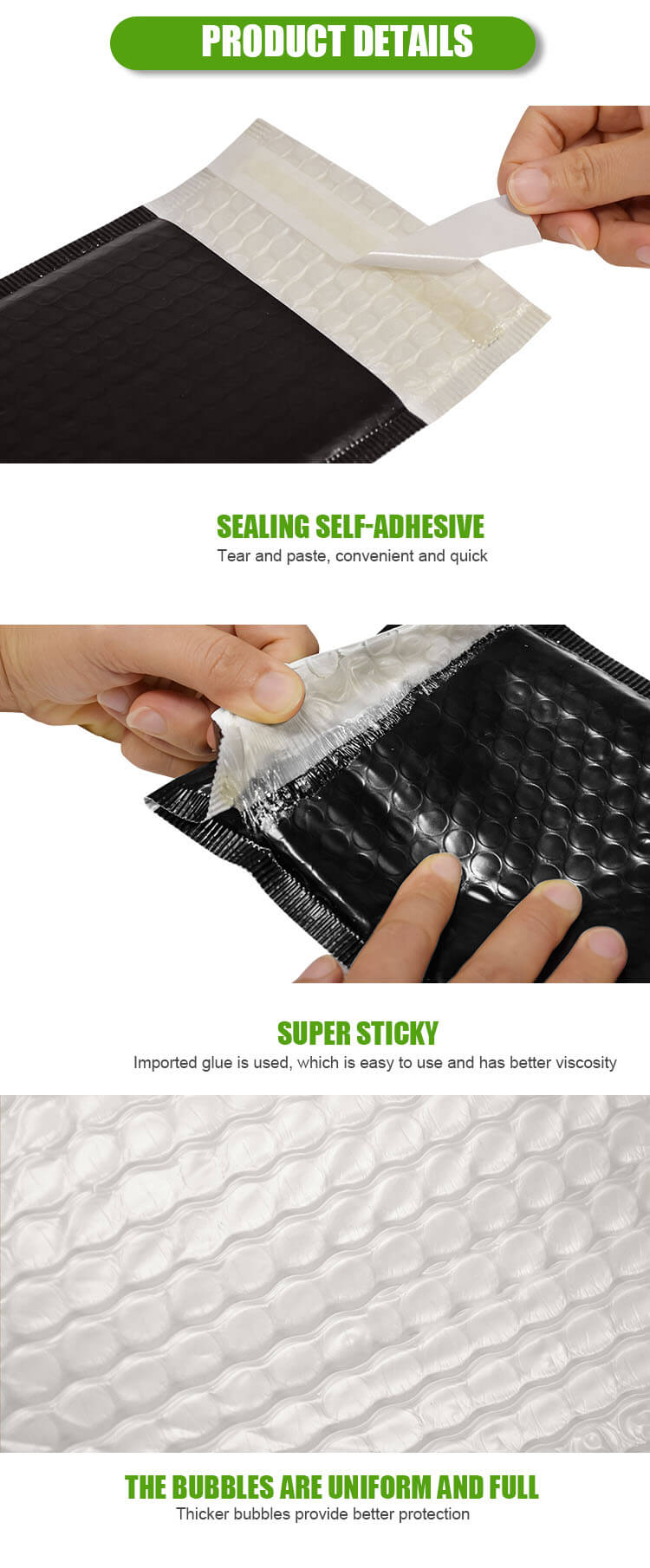 Biodegradable self-sealing bubble bags