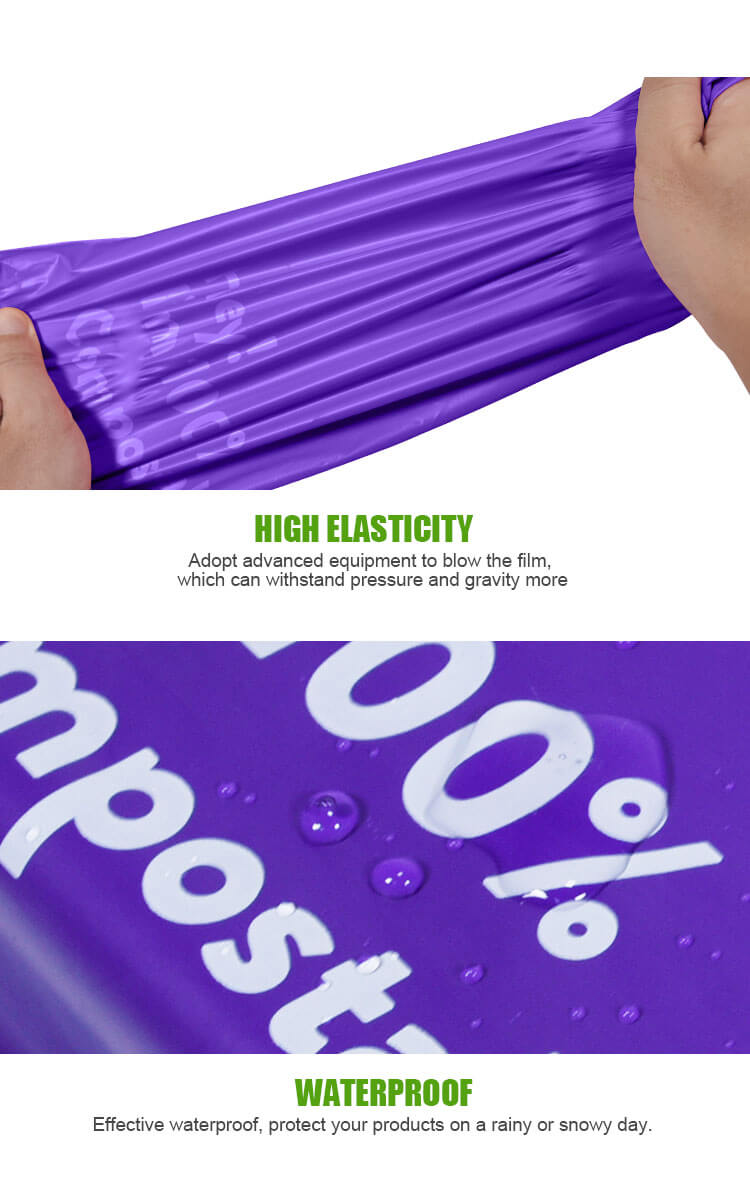 Purple biodegradable courier packaging bag