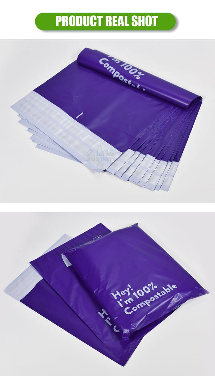 Purple biodegradable courier packaging bag