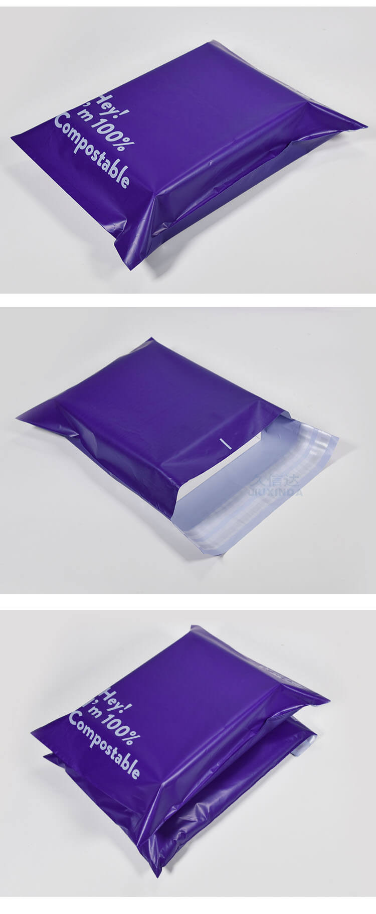 Purple biodegradable courier packaging bag