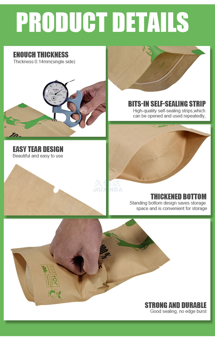 Reusable ziplock kraft paper bag