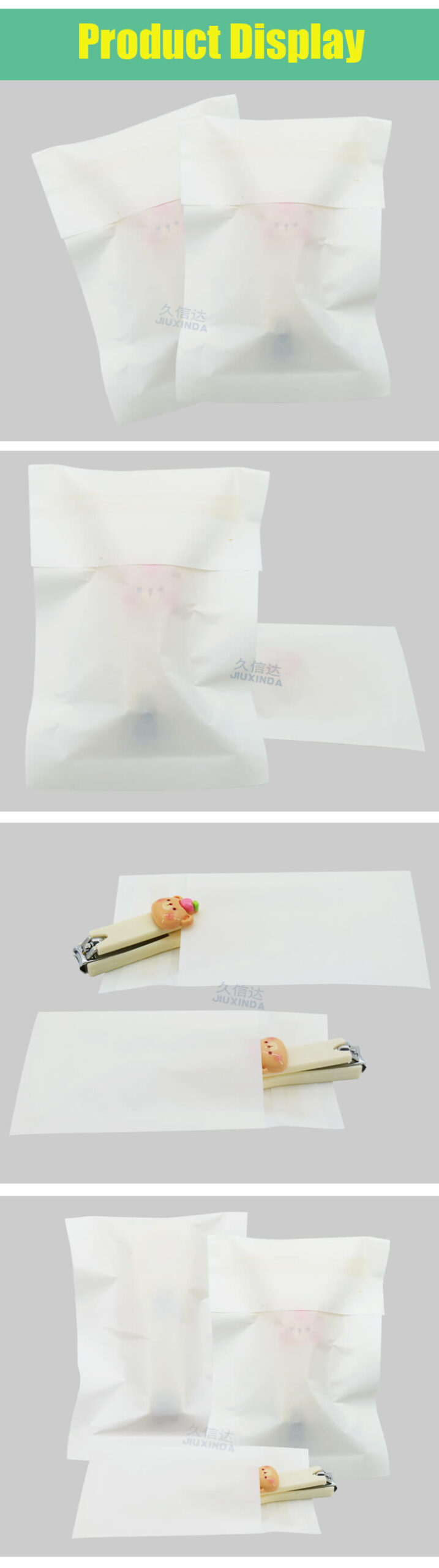 Small glassine paper bag packaging