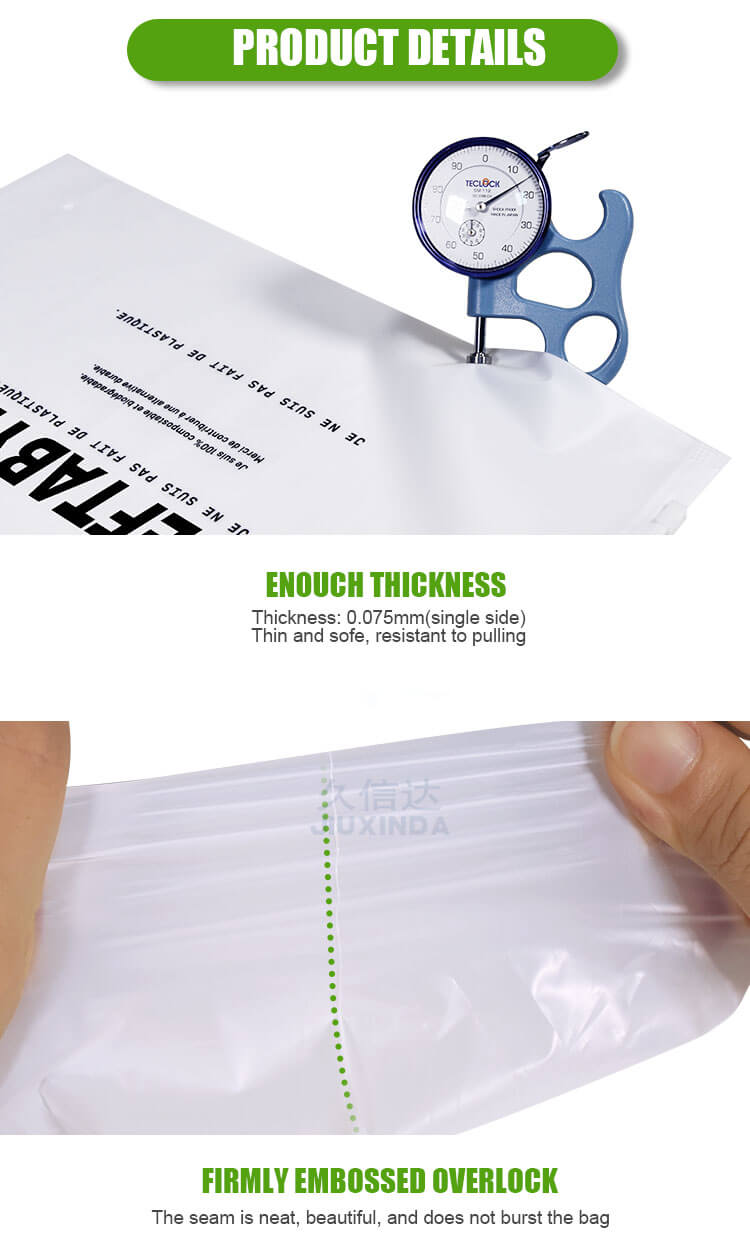 Plastic Bag for Clothes with Zipper