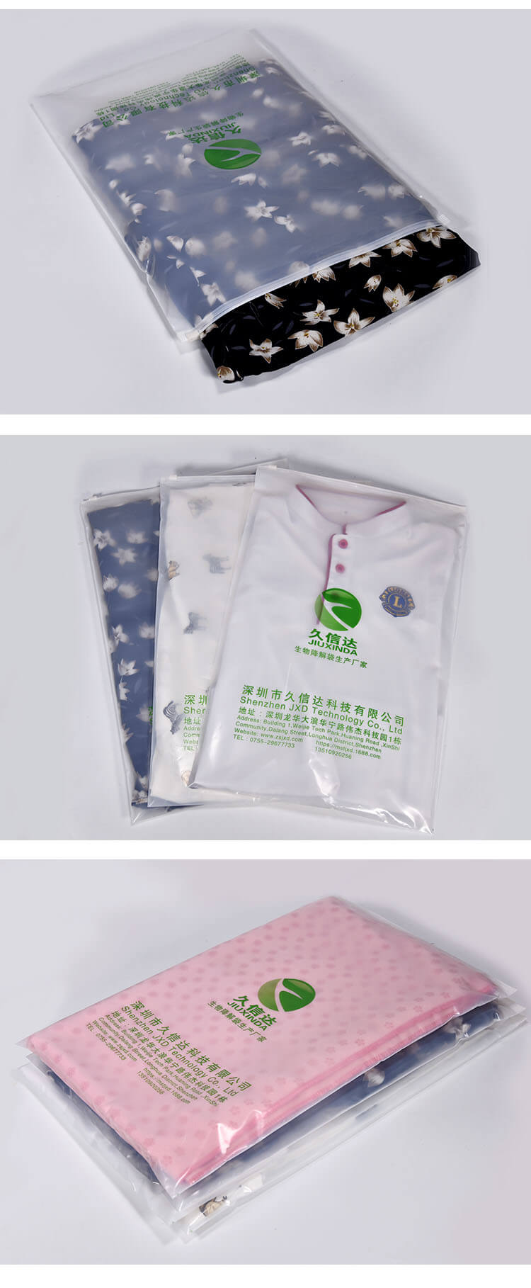 Zipper bags for packing clothing