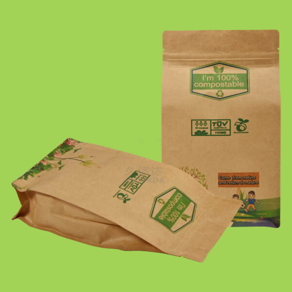 Kraft paper easy-tear flat bottom bag