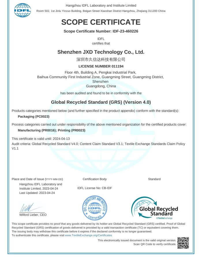 GRS certificate